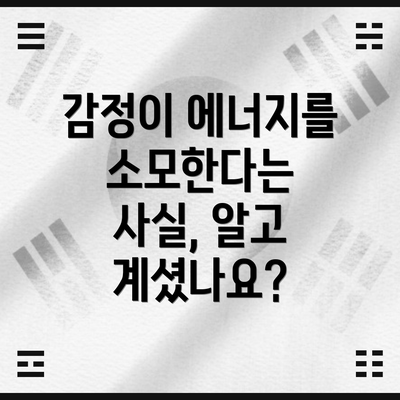 감정이 에너지를 소모한다는 사실, 알고 계셨나요?