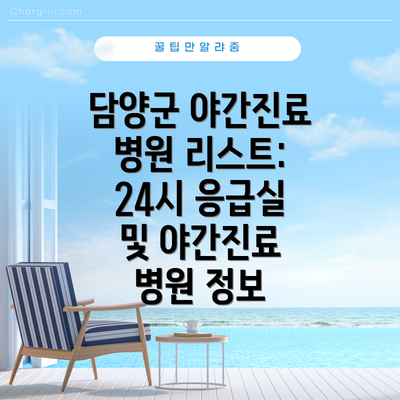 담양군 야간진료 병원 리스트: 24시 응급실 및 야간진료 병원 정보