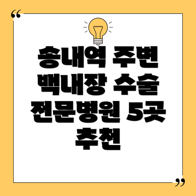 송내역 주변 백내장 수술 전문병원 5곳 추천