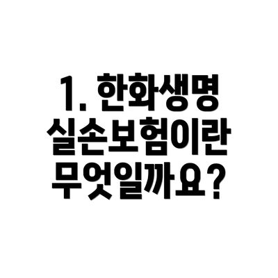 1. 한화생명 실손보험이란 무엇일까요?