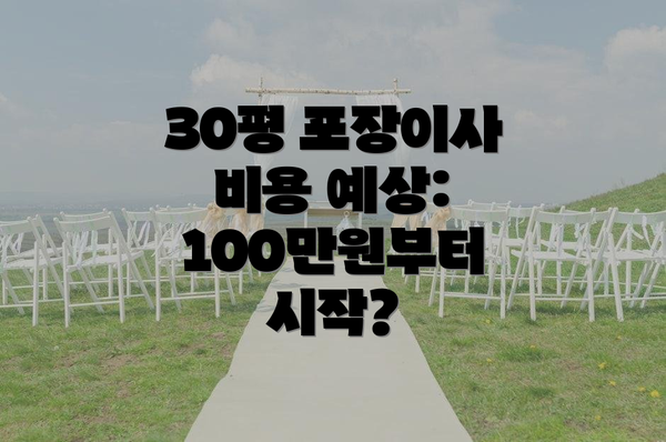 30평 포장이사 비용 예상: 100만원부터 시작?