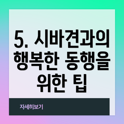 5. 시바견과의 행복한 동행을 위한 팁