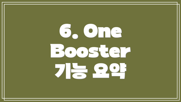 6. One Booster 기능 요약