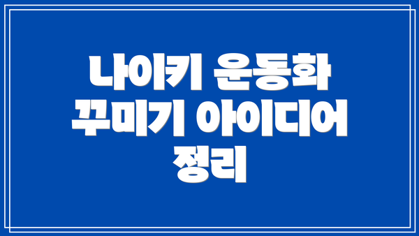 나이키 운동화 꾸미기 아이디어 정리