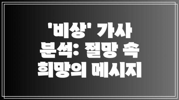 '비상' 가사 분석: 절망 속 희망의 메시지