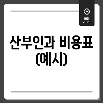 산부인과 비용표 (예시)