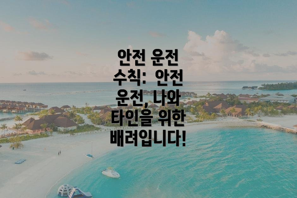 안전 운전 수칙:  안전 운전, 나와 타인을 위한 배려입니다!