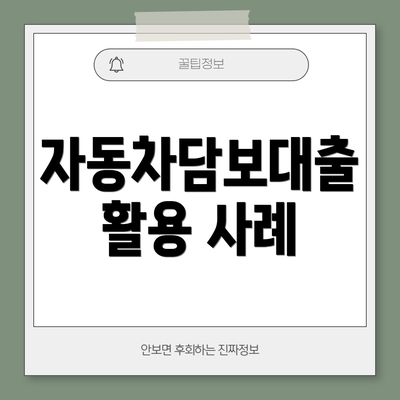 자동차담보대출 활용 사례
