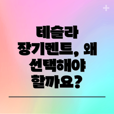 테슬라 장기렌트, 왜 선택해야 할까요?