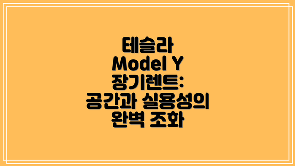 테슬라 Model Y 장기렌트: 공간과 실용성의 완벽 조화
