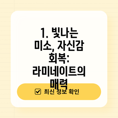 1. 빛나는 미소, 자신감 회복: 라미네이트의 매력