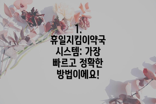 1. 휴일지킴이약국 시스템: 가장 빠르고 정확한 방법이에요!