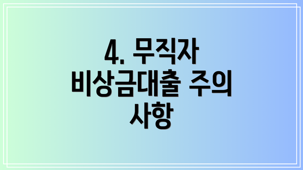 4. 무직자 비상금대출 주의 사항