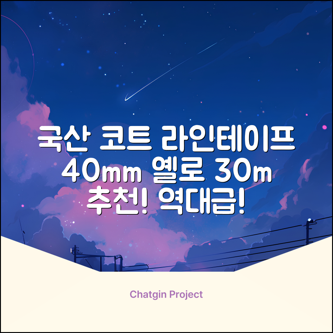 코트 국산 테니스 스포츠 바닥 라인테이프 40mmX30m, 옐로 추천 리뷰