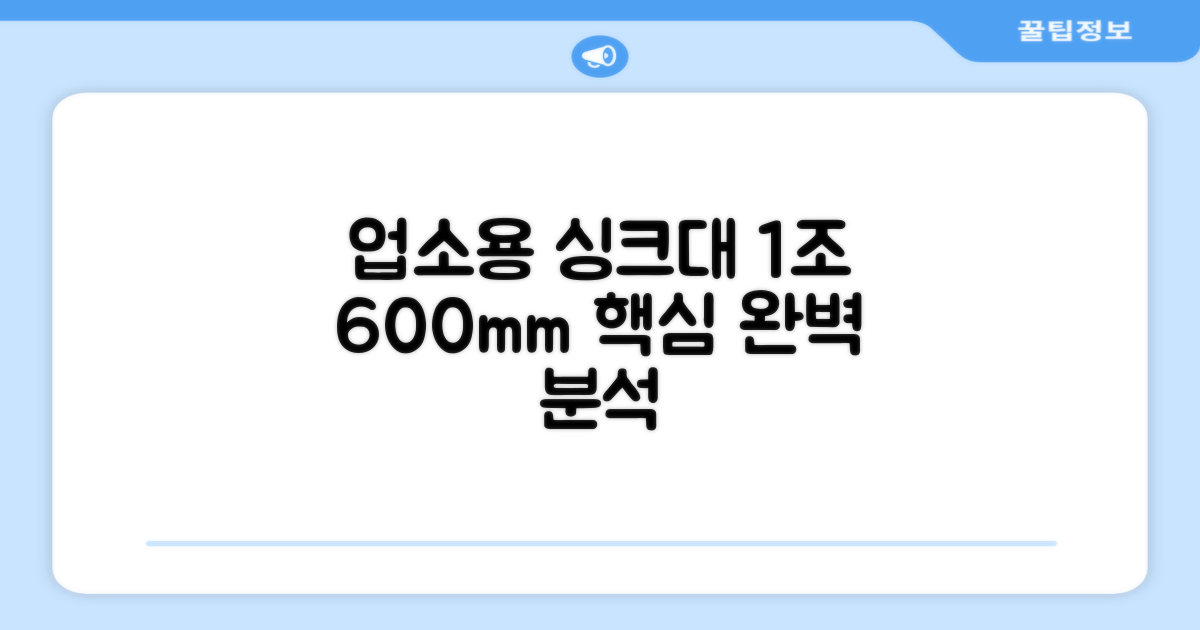 업소용 싱크대, 1조 600mm 핵심 분석